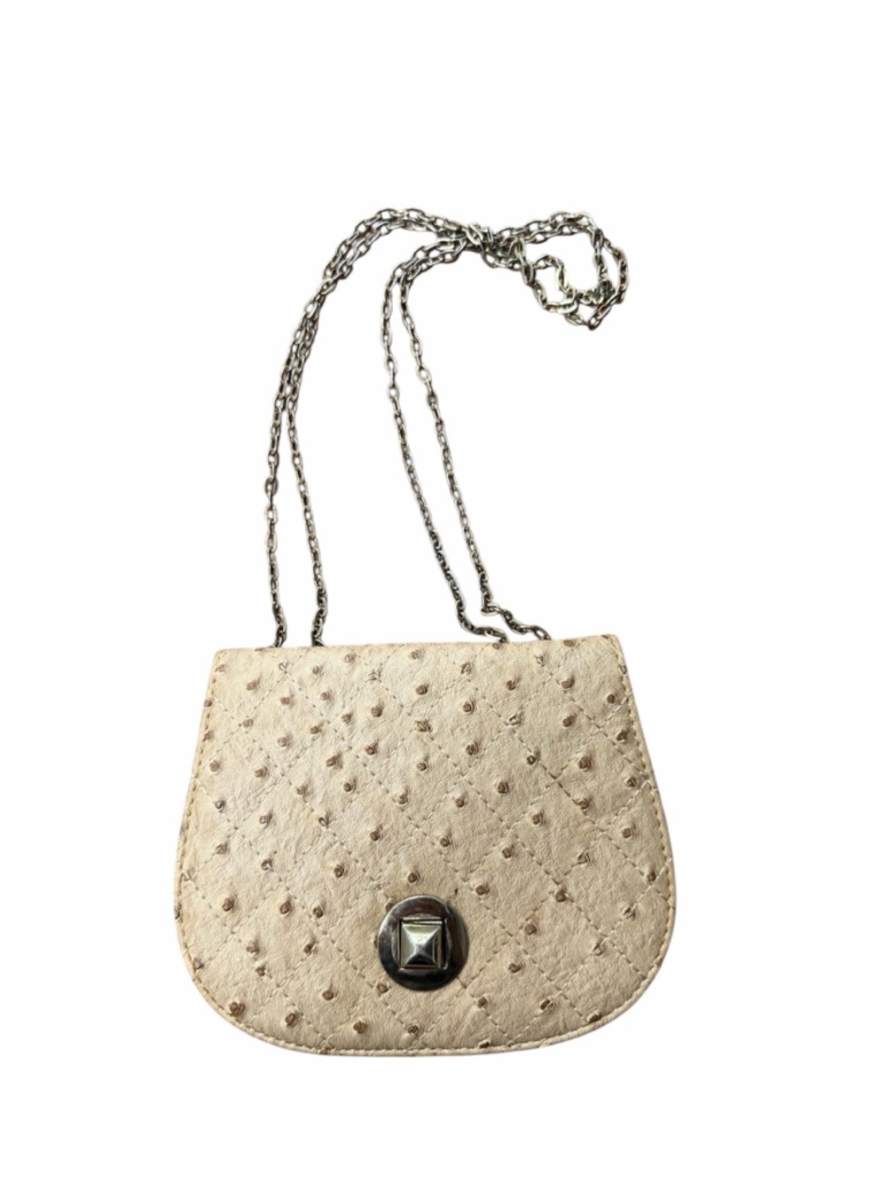 Elegant Cream Quilted Crossbody Bag with Chain Strap